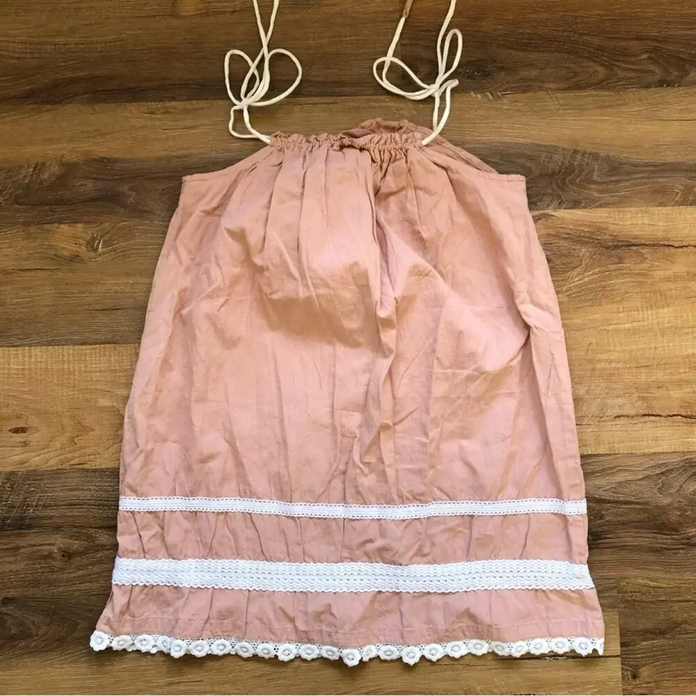 Yo Baby Girls Pillow Case Linen Blush Lace Dress Size 11